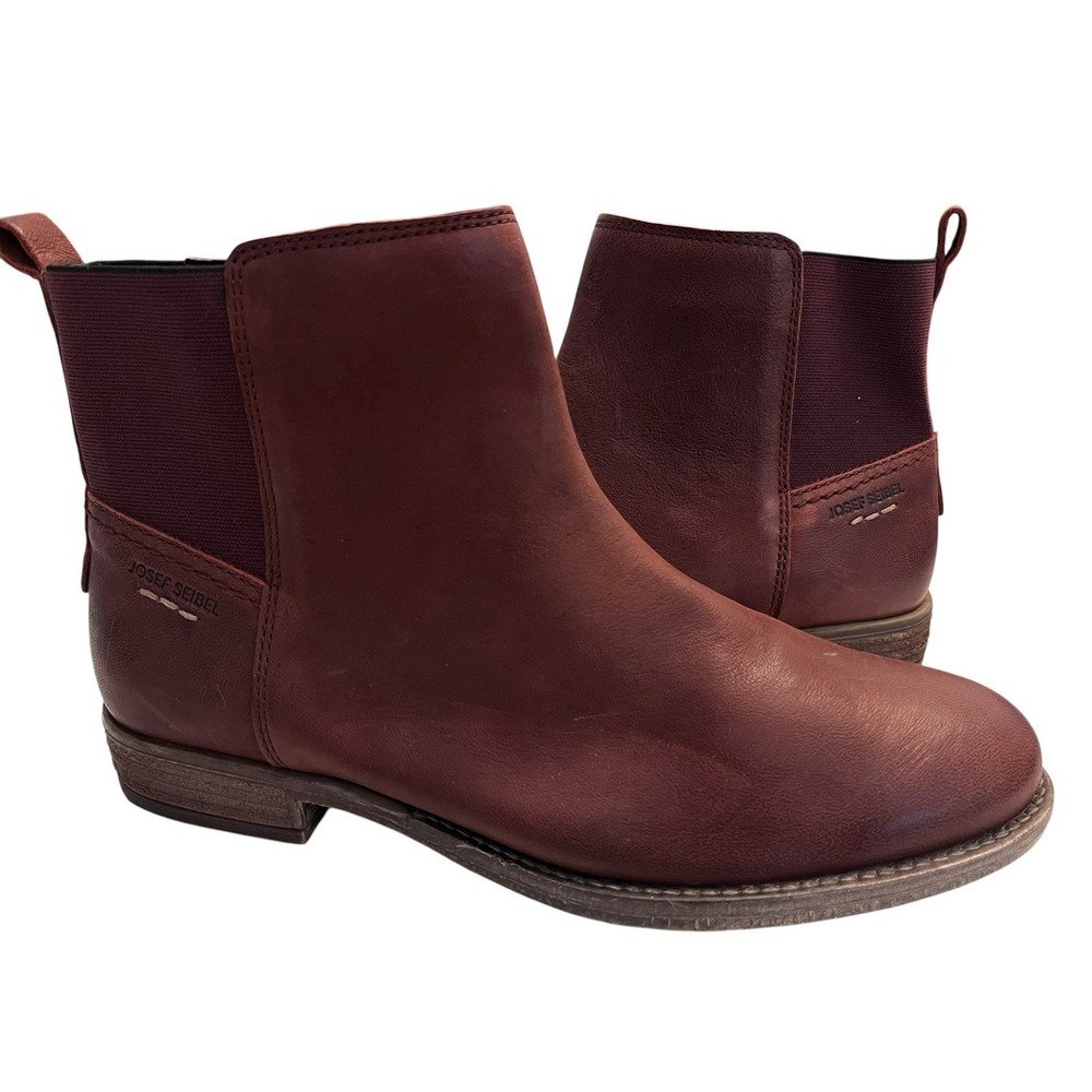 New JOSEF SEIBEL Sz 40 9-9.5 US Boot Sienna 08 Bordo Red Leather Chelsea Ankle